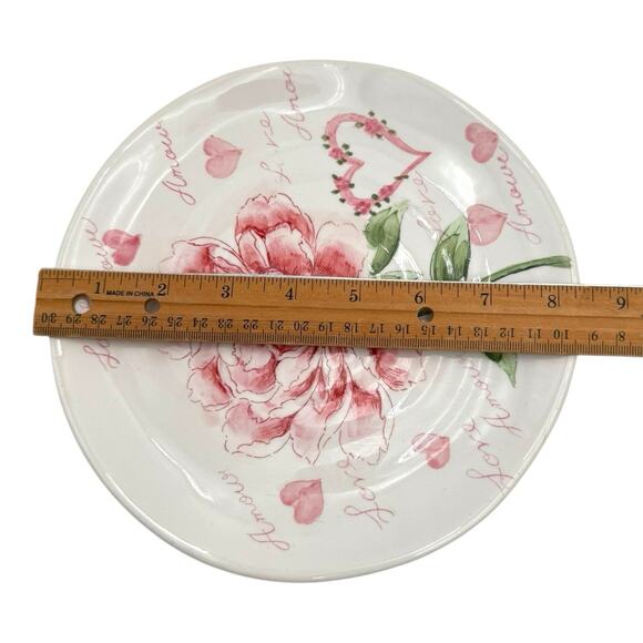 Maxcera Amour Salad Plate -9” Peonies Roses Pink Love Hearts EUC Price per Plate - Picture 5 of 5